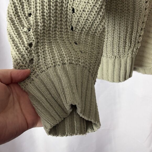 AMERICAN EAGLE Slouchy Chenille Cardigan Sweater XXL Cozy Oversized Sage Green - Picture 7 of 11